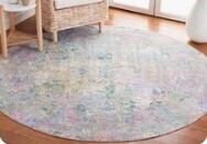 17 Stories Pavelina Abstract Watercolor Machine Washable Beige / Pink / Green Indoor 5 ft. Round Rug with Non-Slip Backing $299