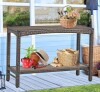 PatioNovagarden Outdoor Console Table Patio Buffet Bar Storage Organizer 45" Long Wicker Sofa Serving Sideboard Table 2-Shelf Outdoor Bar Table Tall Rectangle Narrow with Adjustable Feet for Entryway Balcony Brown New In Box $299