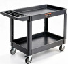 VEVOR Utility Service Cart, 2 Shelf 550LBS Heavy Duty Plastic Rolling Utility Cart with 360&deg; Swivel Wheels (2 with Brakes), Large Lipped Shelf, Ergonomic Storage Handle for Warehouse/Garage/Cleaning New In Box $299