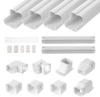 VEVOR Mini Split Line Set Cover 3-inch W 17.6 ft L, PVC Decorative Pipe Line Cover For Air Conditioner with 4 Straight Ducts & Full Components Easy to Install, Paintable for Heat Pumps, White New In Box $89