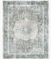 Bungalow Rose 8' x 10' Washable Area Rug Oriental Low Pile Non Slip Vintage Distressed Indoor Carpet $299