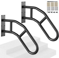 VEVOR Handrails for Outdoor Steps, 29" Length Wall Mount Safety Railings for 1-3 Steps, U-Shaped Handrail with Matte Black Finished, Stair Handrails for Kids, Elderly, Pregnant Women, Disabled 2 PCS New In Box $299