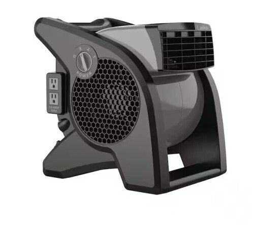 Lasko Pivoting 11.2 in. 3 Speed High Velocity Blower Fan for Home, Job Site in Gray, 375 CFM, 2 120V Outlets, Circuit Breaker New In Box $299