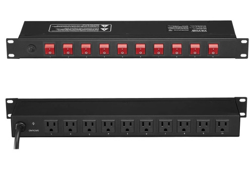 VEVOR 1U PDU, 10 Outlets, Rack Mount Power Strip Fits Standard 19" Server Racks, with Independent Switch Surge Protection & Overload Protection, 110-125V/15A, Ideal for Home and Office New In Box $79