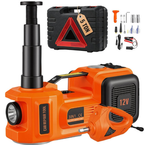 VEVOR Electric Car Jack, 5 Ton/11023 LBS Hydraulic Jack with Electric Impact Wrench, Portable Car Lift with Built-in Inflatable Pump, and LED Light for SUV MPV Sedan Truck Change Tires Garage Repair New in Box $299