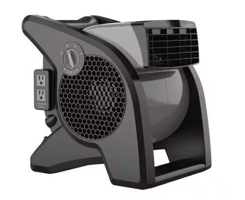 Lasko Pivoting 11.2 in. 3 Speed High Velocity Blower Fan for Home, Job Site in Gray, 375 CFM, 2 120V Outlets, Circuit Breaker New In Box $299