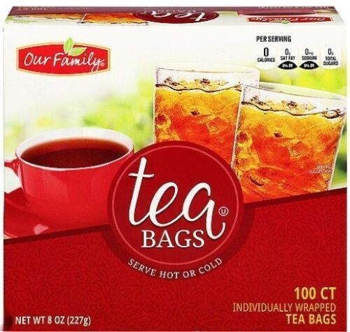 Our Family Black Tea Bags, Black, 100 Count New Best by 8/2028