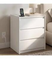 Seeday 3-Drawer Nightstands with Charging Stations in White New in Box $299