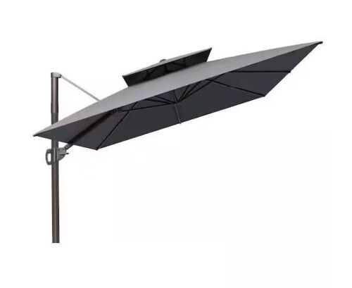 CloudFly 12 ft. x 9 ft. Cantilever Patio Umbrella with 6-Tilt Positions Outdoor Offset Umbrella in Gray New in Box $599
