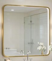 Wrought Studio&trade; 36" x 36" Aluminum Framed Lighted LED Bathroom Vanity Mirror with Anti-Fog 3 Colors Temperature & Dimmable Light Bathroom Vanity Mirror, New in Box $399