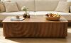 Melaabuu 47.2" Wooden Coffee Table, Rectangle Mid Century Modern Water Ripple Texture Center Table with 2 Drawers, Cocktail Tea Table with Safe Curved Corners for Living Room Home Office, Walnut, New Open Box $499