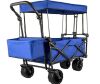 VEVOR Extra Large Collapsible Garden Cart with Removable Canopy, Folding Wagon Utility Carts with Wheels and Rear Storage, Wagon Cart for Garden, Camping, Grocery Cart, Shopping Cart, Blue, New in Box $299