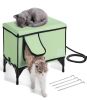 VEVOR Elevated Heated Cat House, Cuboid Kitty Shelter with Adjustable Temperature and Timer, 900D Oxford Cloth Foldable Cat Shelter with Heated Pad for Winter to Stay Warm and Cozy, Green (Middle) New in Box $199