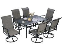 VEVOR 7 Pieces Patio Dining Set, Outdoor Furniture Table and Swivel Chairs Set, All Weather Garden Furniture Table Sets, Iron Patio Conversation Set with Umbrella Hole, For Lawn, Deck, Backyard, Black New In Box 4 Boxes $899