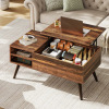 Wade Logan Eoghan Modern Wood Lift Top Coffee Table with Adjustable Shelf and Storage, Dark Walnut, New in Box $499