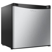Upstreman 1.7 Cu ft Fridge with Freezer, Single Door Compact Refrigerator, Low Noise, Energy Saving, Adjustable Temperature, Reversible Door, for Home Office Dorm, Stainless Steel FR17, On Working $299