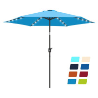Arlmont & Co. Boxwell 90" Lighted Market Umbrella, Sky Blue, New in Box $299