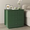 Seeday 24" Wide White Fluted Nightstand with 3 Drawers, Charging Station New in Box $299