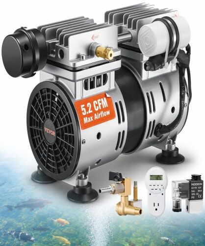 VEVOR Pond Aerator, 550W Power, 5.2CFM for Up to 3 Acre 50' Lake, Pond Aeration Kit Includes 3/4 HP Compressor & Timer & Valves, Air Compressor for Deep Water Oxygen Circulation, for Pond, Lake New In Box $299