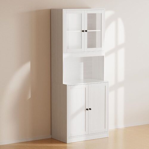 VOWNER Bookcase with Glass Door, 5-Tier Modern Bookshelves with Spacious countertop, Glass Display Cabinet with Lager Storage Shelf, Combination Storage Shelves for Home Office, A (White) $399