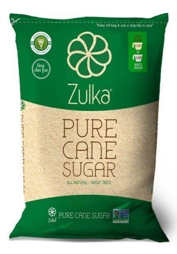 ZULKA SUGAR #1011 PURE CANE ALL NATURAL, 8 lbs New Best by 7/2028