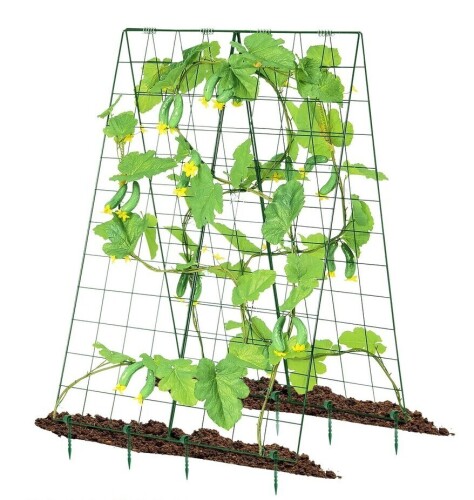 VEVOR Cucumber Trellis for Climbing Plants, 46" x 32" Foldable Cucumber Trellis Set with Plant Clips, Metal Garden Trellis for Raised Bed, Outdoor Plant Grow Support for Tomato, Squash, Vegetable New In Box $199