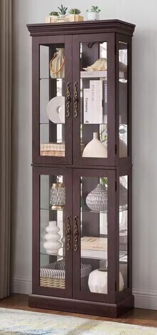 Best Master Furniture 2183 Curio Cabinet in Cherry New in Box $999