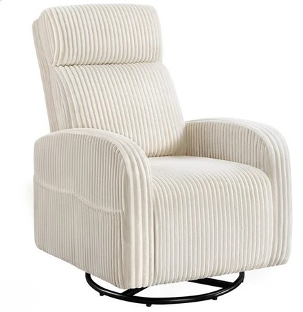 Yaheetech Corduroy Swivel Glider Chair in Beige New in Box $699
