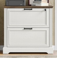 Ophelia & Co Buckhorn 31.5" Farmhouse Filing Cabinet with 2 Drawers,Office Storage Cabinet with Lock for Home Office,Antique White/Brown New in Box $399
