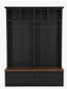 August Grove Farmhouse 4-in-1 Hall Tree with Wood Grain Bench in Black New in Box $499