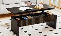 Latitude Run Lift Top Coffee Table With Storage, 42.5" Fluted Center Table in Black New in Box $399