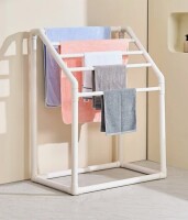 VEVOR Towel Rack, 5 Bars Outdoor PVC Towel Holder, Freestanding Pool Towel Hanger Stand with Clips, Bag & Hook, Outdoor Indoor Quilt Drying Rack Organizer, Bathroom, Spa, White, Ideal for Poolside New In Box $199