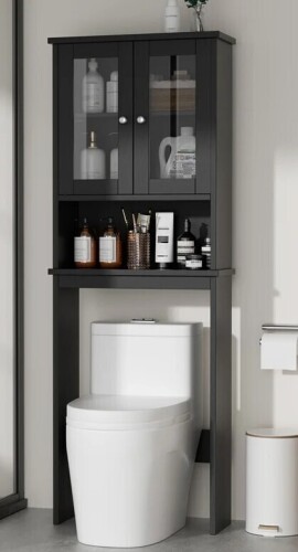 Ebern Designs Bellavance 65.4"H Bathroom Cabinet Over the Toilet Storage New In Box $199