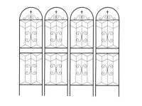 Huluwat 4-Pack Sleek 71 in. Black Iron Garden Trellis Set with Rust-Resistant Coating New In Box $299