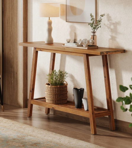 Millwood Pines Solid Wood Console Table, 41.3" Rustic Entryway Table With Storage Shelf New In Box $299