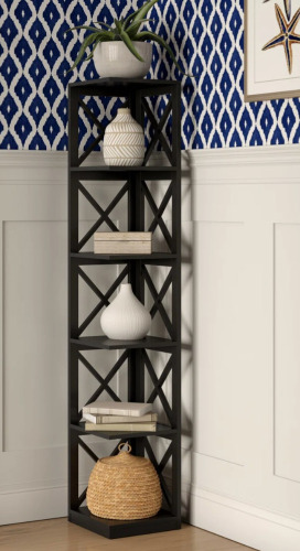 Beachcrest Home&trade; Darek 63.75" H x 12" W Corner Bookcase -Black New In Box $299