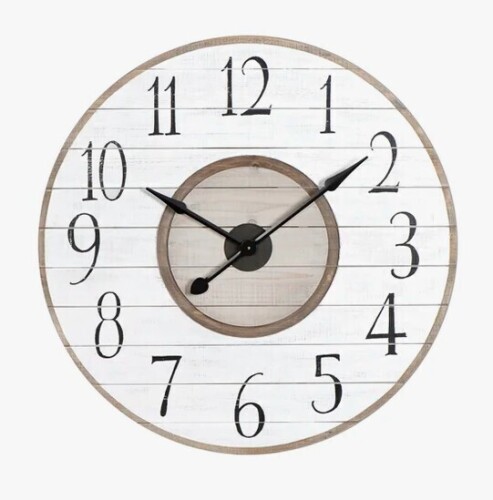 Gracie Oaks Killebrew 36" Round Wood Slat Wall Clock with Distressed Finish New In Box $299