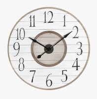 Gracie Oaks Killebrew 36" Round Wood Slat Wall Clock with Distressed Finish New In Box $299