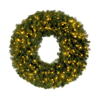 Canora Grey 48 in. Large Christmas Wreath - Artificial Spruce Wreath with 200 LED Lights and 702 Realistic Branch Tips - Indoor/ Outdoor Christmas Decorations for House, Front Porch, Mantel, or Wall New In Box $199