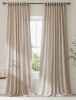 Mercer41 Linen Blend Semi Sheer Curtains Rod Pocket Back Tab Solid Color Drapes (Pair), 52" x 96" / Latitude Run&reg; Faux Linen Blend Curtains Rod Pocket & Back tab Semi Sheer Window Treatments Privacy with Light Filtering for Living Room, (Pair), 52" x 96" 