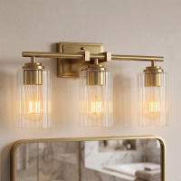 Latitude Run&reg; 3-light Bathroom Vanity Light With Fluted Glass Shades New In Box $299