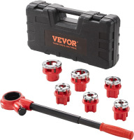VEVOR Ratchet Pipe Threader Kit, 1/4" NPT - 1-1/4" NPT Manual Ratcheting Pipe Threader, Portable Pipe Threading Tool Set with 6PCS NPT Dies, Storage Case for Galvanized Aluminum Iron Copper Pipes New In Box $99