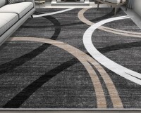 Wrought Studio&trade; 8' x 10' Modern Wave Curve Machine Washable Area Rug in Black $399