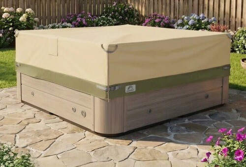 Aoodor Heavy Duty Outdoor Hot Tub Cover with Zipper and Air Vents, 72"W x 72"D x 20"H New In Box $99