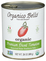 Organico Bello Organic Premium Diced Tomatoes, 28 oz New Best by 12/2028