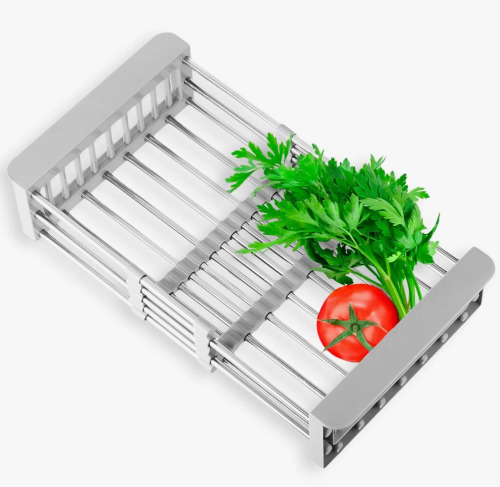 Cheer Collection Adjustable Stainless Steel Over The Sink Dish Rack New In Box $99