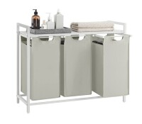 Songmics Home - Laundry Hamper, Laundry Basket, Laundry Sorter with 3 Pull-Out,Removable Bags, Shelf, Metal Frame, 3 x 10 Gallons (38L) - White New In Box $99
