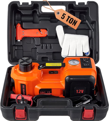 VEVOR Electric Car Jack, 5 Ton/11023 LBS Hydraulic Jack Lift with Built-in Inflatable Pump and LED Light New In Box $199