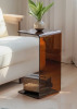 Ivy Bronx 25.4" Acrylic Coffee Table &ndash; Modern Waterfall Design Side Table, Thick End Table For Living Rooms And Bedrooms, Brown New Shelf Pull $299