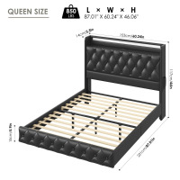 Wrought Studio Mehrish Upholstered Floating Bed with LED Lights and USB Ports, New in Box $599